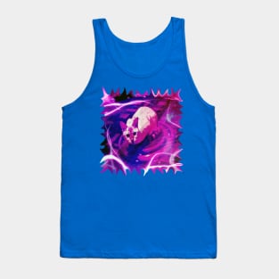 Pink Snow Lynx Cat on the Disco Coaster Tank Top